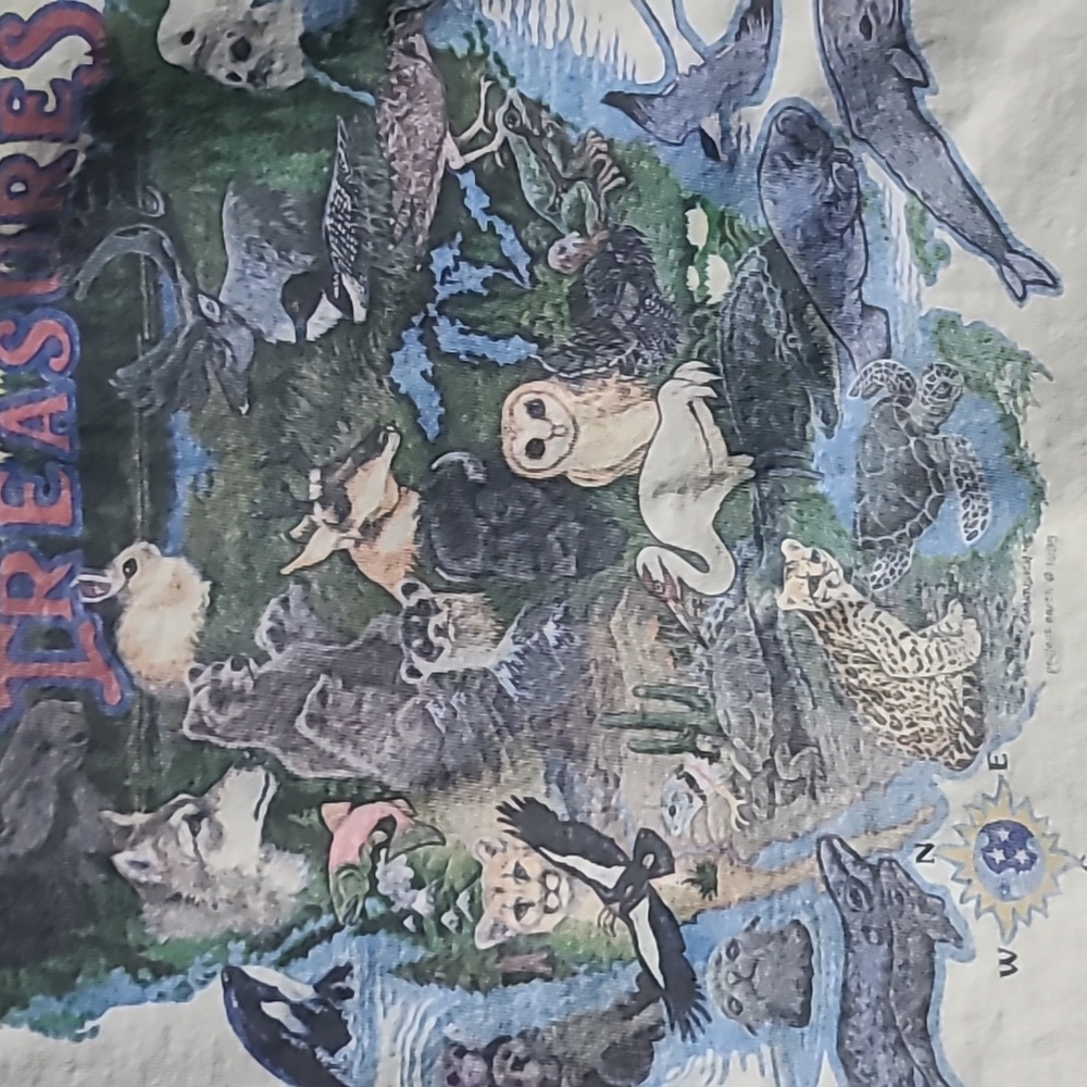 Vintage 1995 single stitch tshirt Wild American Treasures animals XL. Delta - Picture 5 of 12